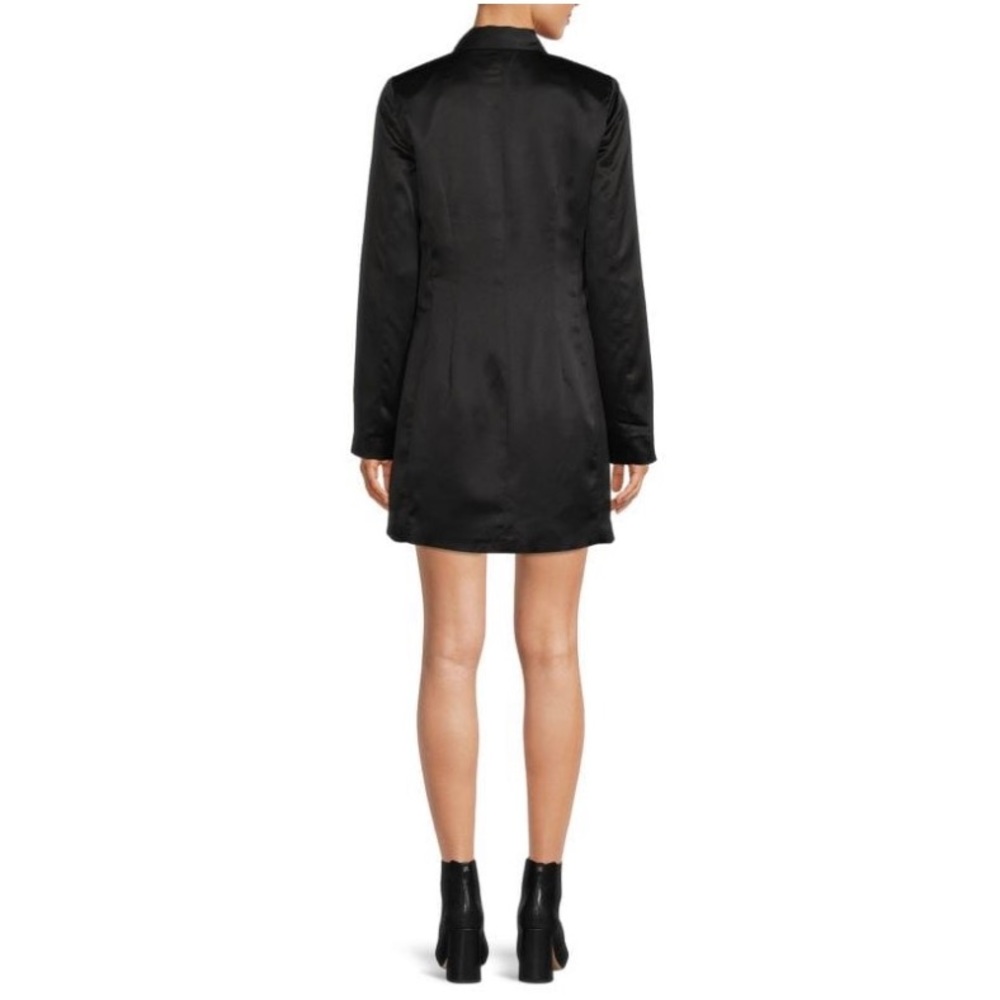 Socialite Satin Blazer Mini Dress - Black - Picture 2 of 10